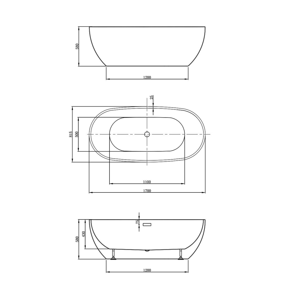 Ванна акриловая Vincea VBT-408 170х82 Белый глянцевый — изображение 5