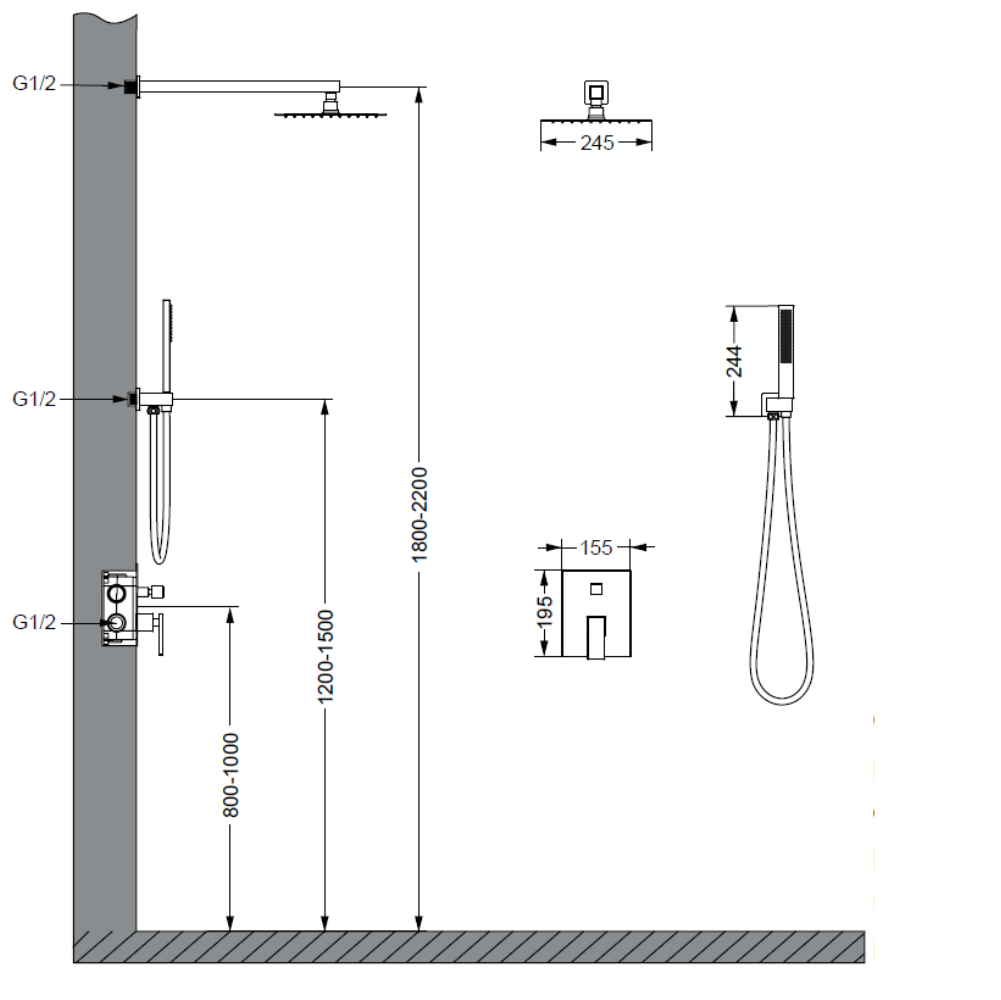 Душевая встройка Vincea Dice Вороненая сталь — изображение 3