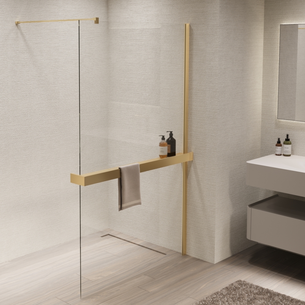 Душевая перегородка Vincea Walk-In Золото матовое / Прозрачное
